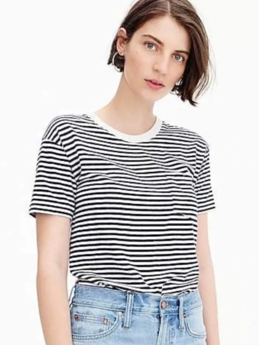 J. Crew Striped T Shirt Bodysuit with Pocket M